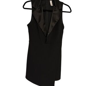 Blue Blush Tuxedo Romper – Skirted Front Illusion | Size M